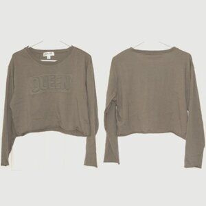 Say What Crop Top, Junior Size XL (Bust: 42"), Dark Green